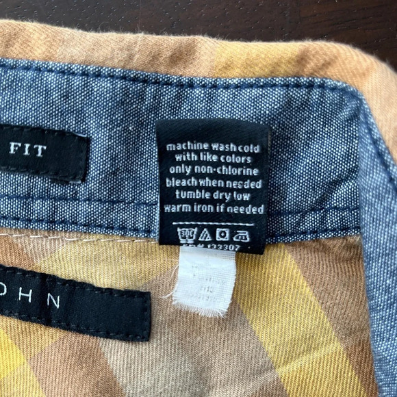 Sean John Mens Button Down Long Sleeve Shirt Yellow And Brown Plaid Size 2XL - Picture 4 of 8